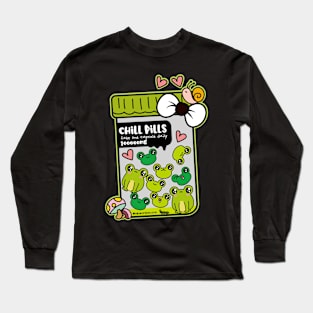 chill pills cute frog pills cartoon Long Sleeve T-Shirt